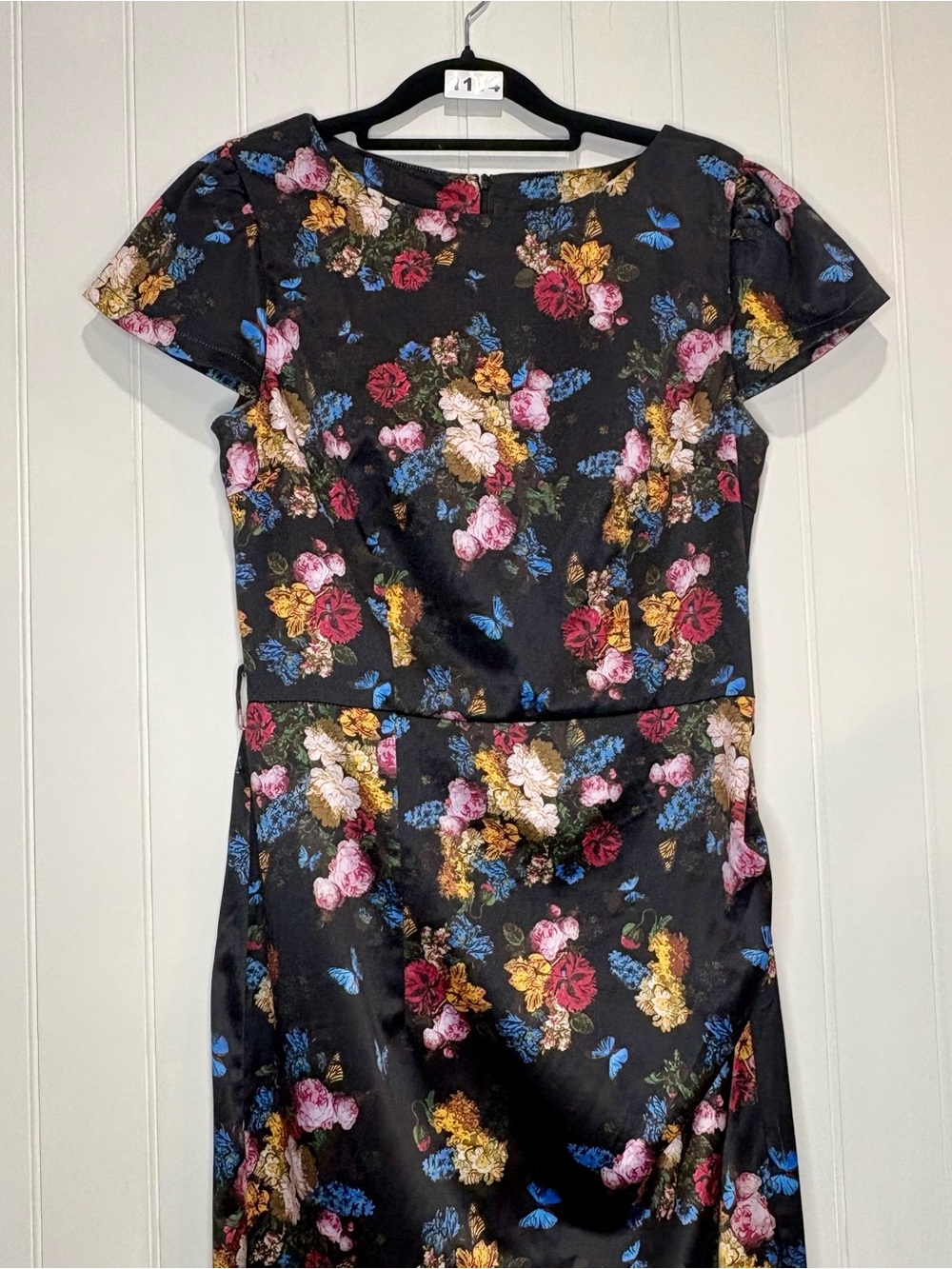 Voodoo Vixen Floral Butterfly Wiggle DressVintage Inspired Pinup Gothic Romance - Picture 4 of 7